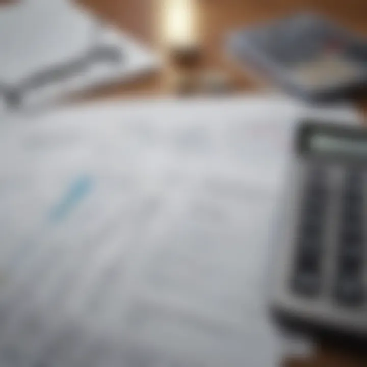 A close-up of financial documents and a calculator, symbolizing budgeting during unemployment.