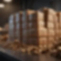 A visual representation of bulk products stacked for resale.