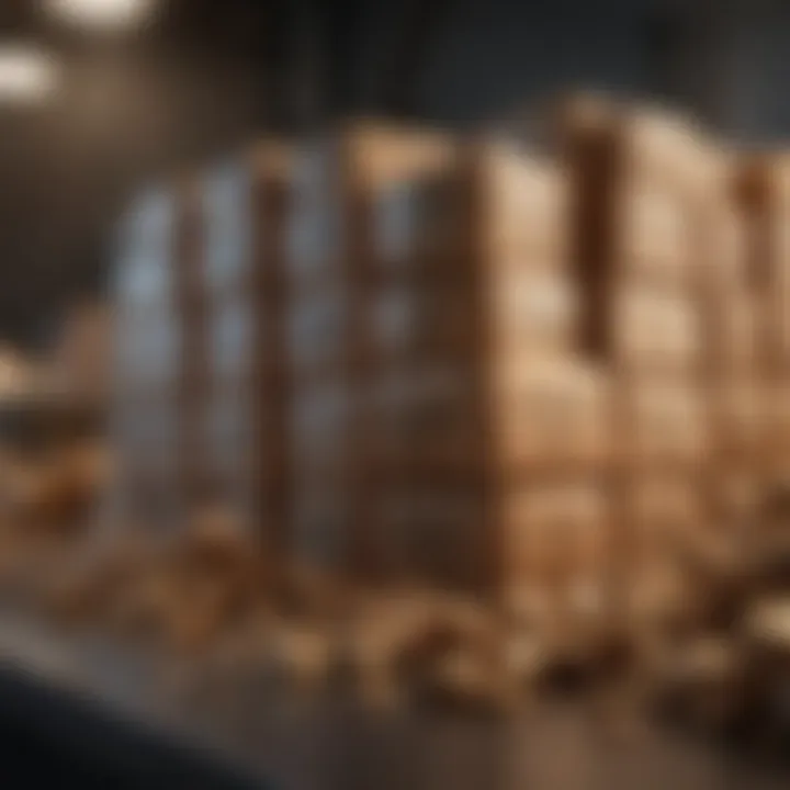 A visual representation of bulk products stacked for resale.
