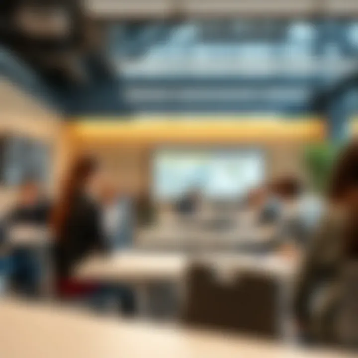 A modern classroom setting with students