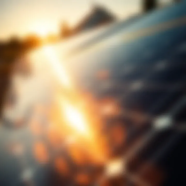 Close-up of solar panels harnessing sunlight
