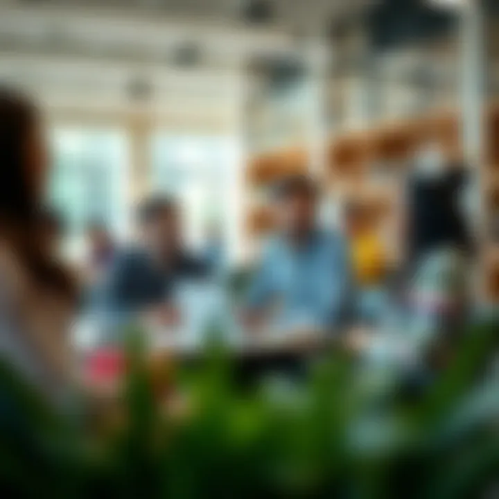 Collaborative Learning Environment A vibrant campus scene showcasing students engaged in collaborative discussions.