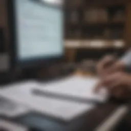 A forensic auditor analyzing financial documents