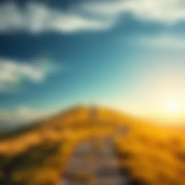 A serene landscape with a winding path leading to a distant horizon, representing the journey of wisdom.