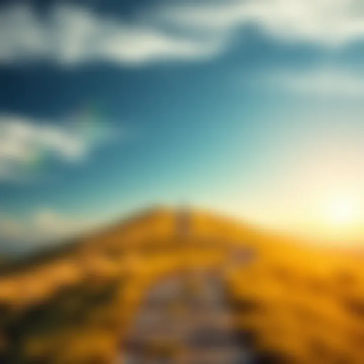 A serene landscape with a winding path leading to a distant horizon, representing the journey of wisdom.