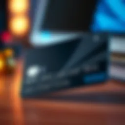 Detailed view of a debit card showcasing features