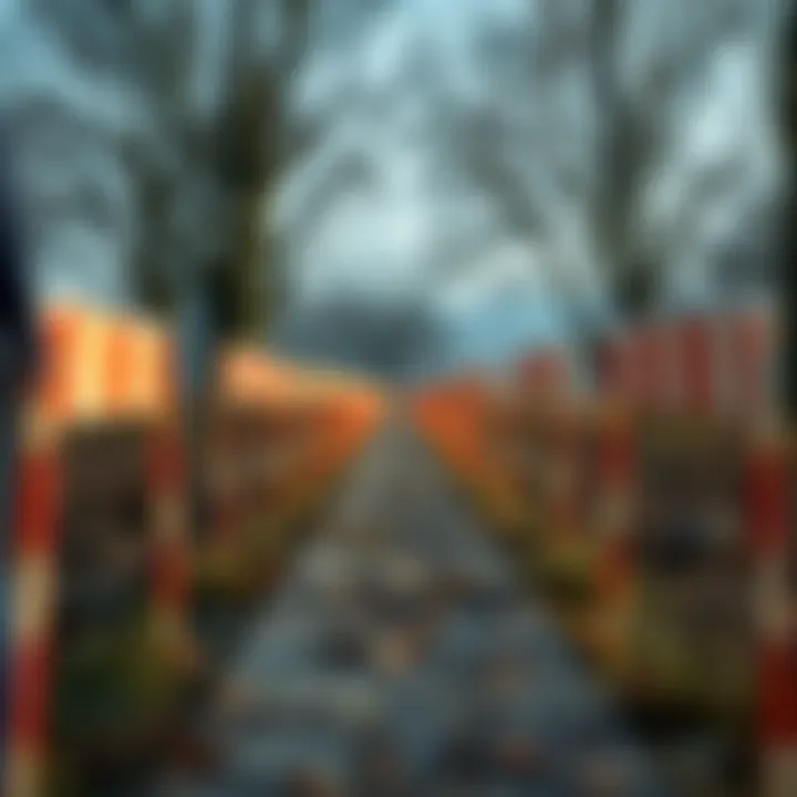 An abstract illustration of a pathway filled with obstacles symbolizing challenges in acquiring a loan