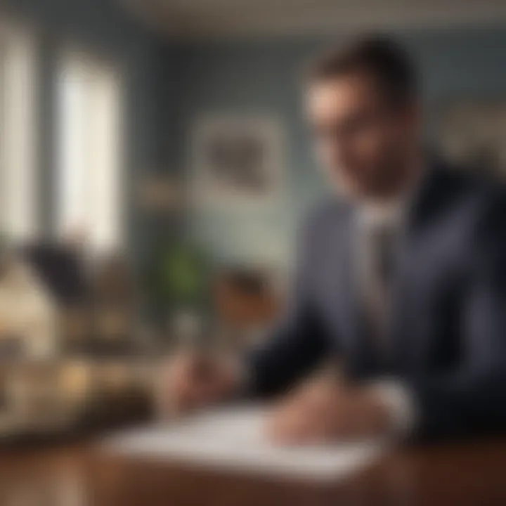 Conceptual image of a mortgage broker assisting clients