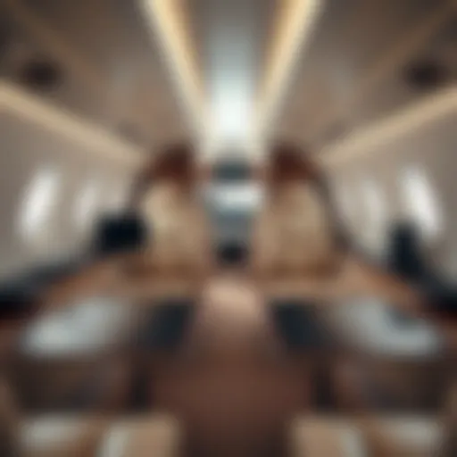 Luxury private jet interior showcasing plush seating and elegant design
