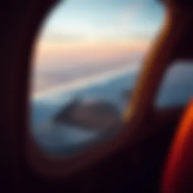 Scenic View from a Private Jet A scenic view from a private jet window during a round trip flight