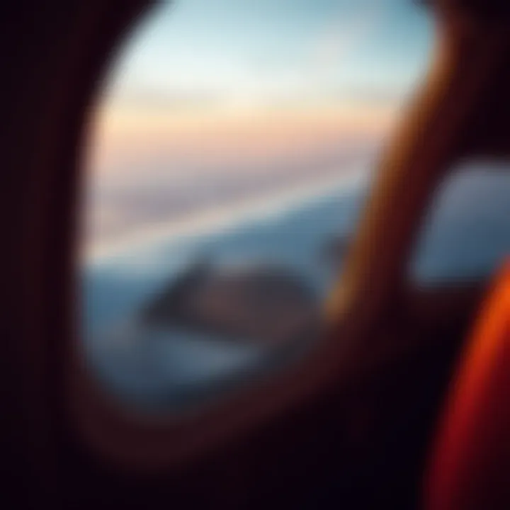 Scenic View from a Private Jet A scenic view from a private jet window during a round trip flight