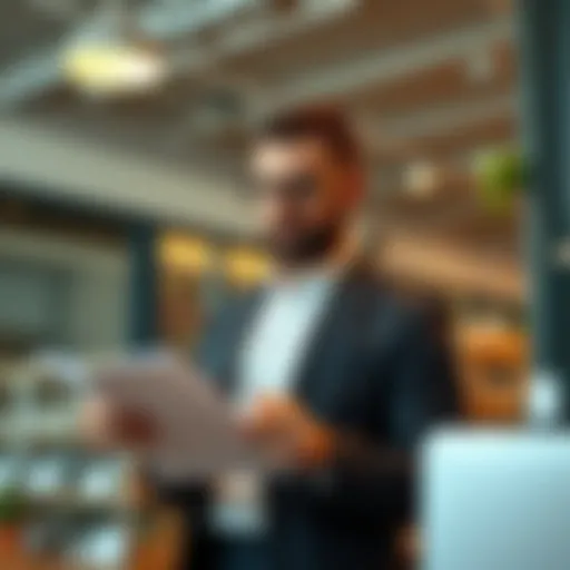 Business owner reviewing account options