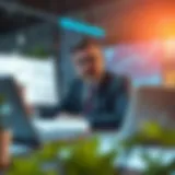 Analyzing Financing Options A business professional analyzing financing options with financial graphs.