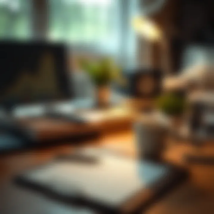 Comfortable Workspace for Productivity A cozy home office setup with a notepad and coffee