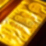 A close-up view of a gold bar with intricate details highlighting its purity and craftsmanship
