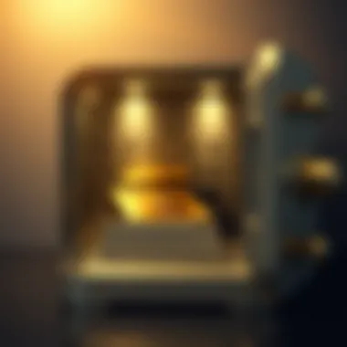 A serene setting depicting a safe deposit box containing a gold bar, symbolizing security and wealth preservation