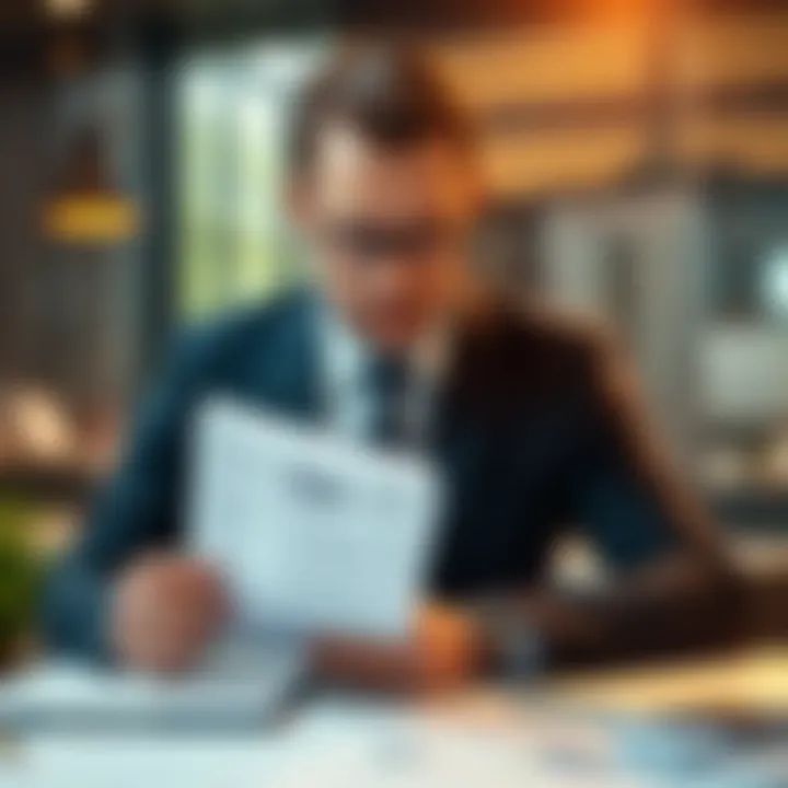 Businessman analyzing tax documents