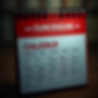 Calendar marking tax filing deadlines