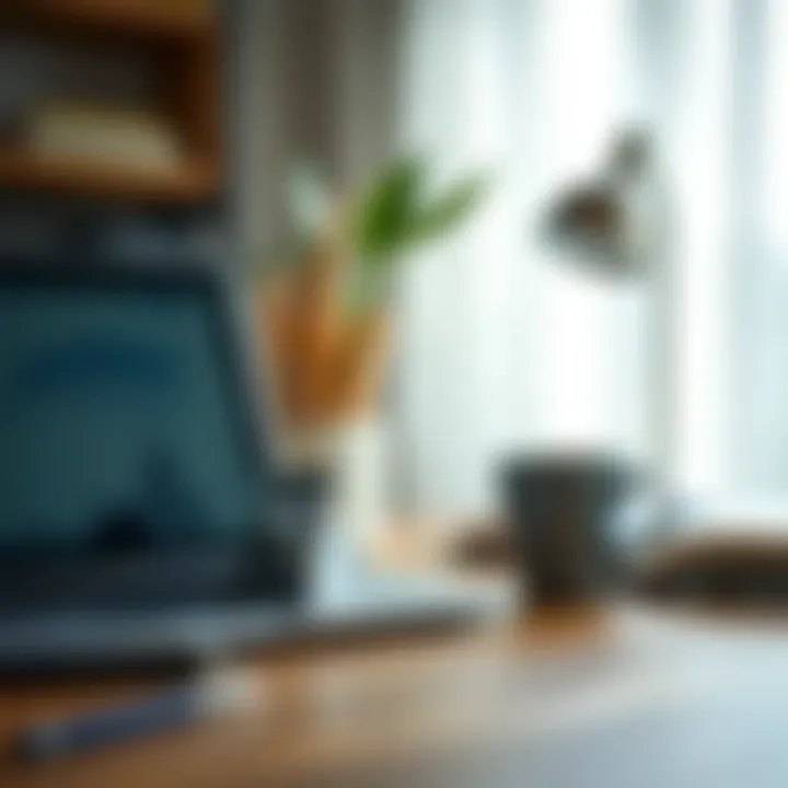 A calm workspace with a laptop and a cup of coffee, symbolizing financial planning.