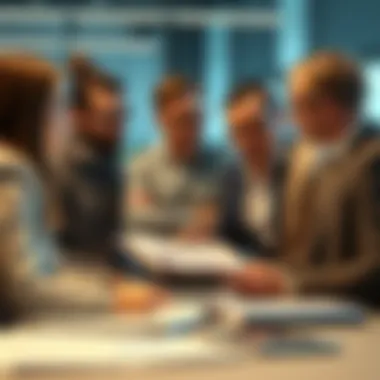 Collaboration in Financial Analysis A diverse group of professionals discussing financial projections