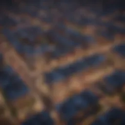 Aerial view of a bustling urban real estate development