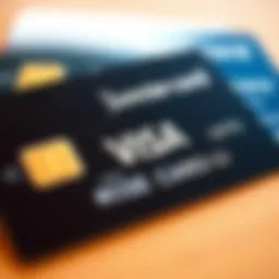 A close-up view of a Visa card showcasing its features